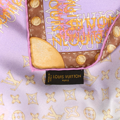Louis Vuitton Silk Monogram Map Square Scarf 3 of 3