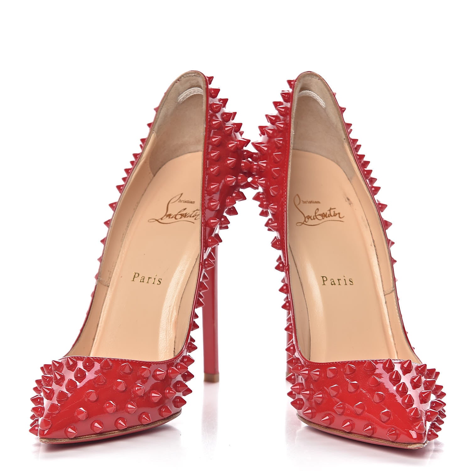 Christian Louboutin Patent Pigalle Spikes 120 Pumps 39 Flamenco 6 of 13