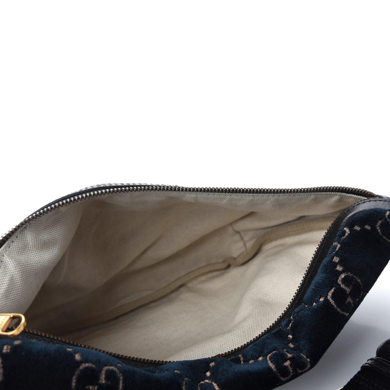 Gucci Velvet GG Monogram Web Belt Bag Blue Beige 5 of 10