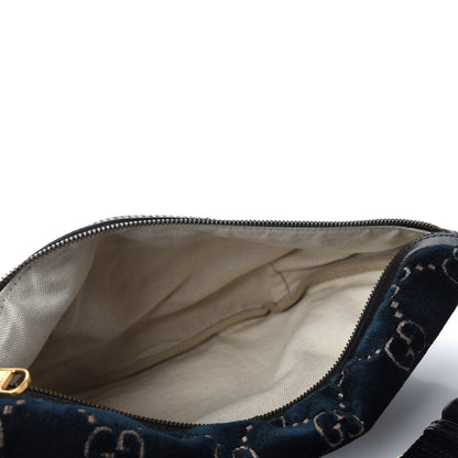 Gucci Velvet GG Monogram Web Belt Bag Blue Beige 5 of 10