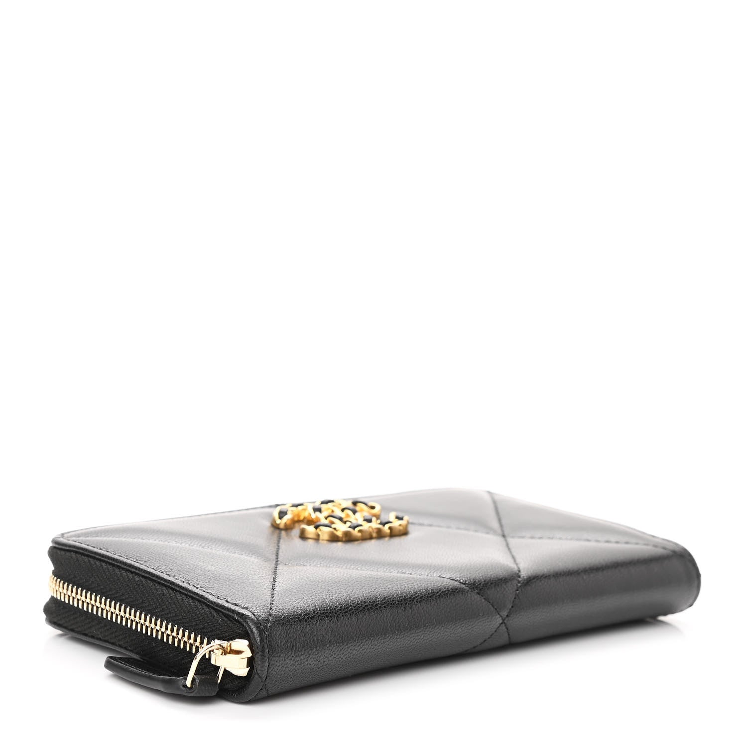 Chanel Goatskin Quilted Medium Chanel 19 Zipped Wallet Black 3 of 9