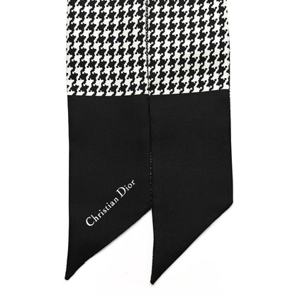 Christian Dior Silk Houndstooth Mitzah Scarf Black White 2 of 3