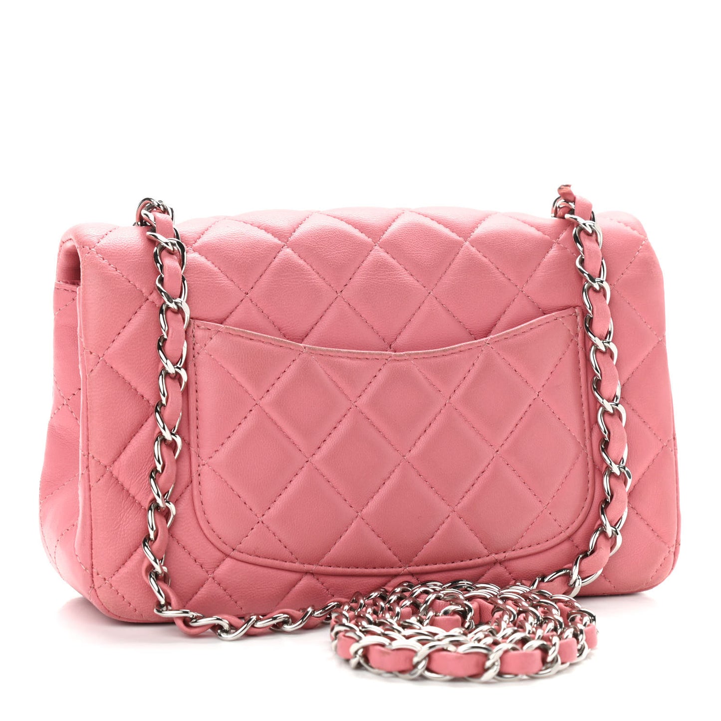 Lambskin Quilted Mini Rectangular Flap Pink