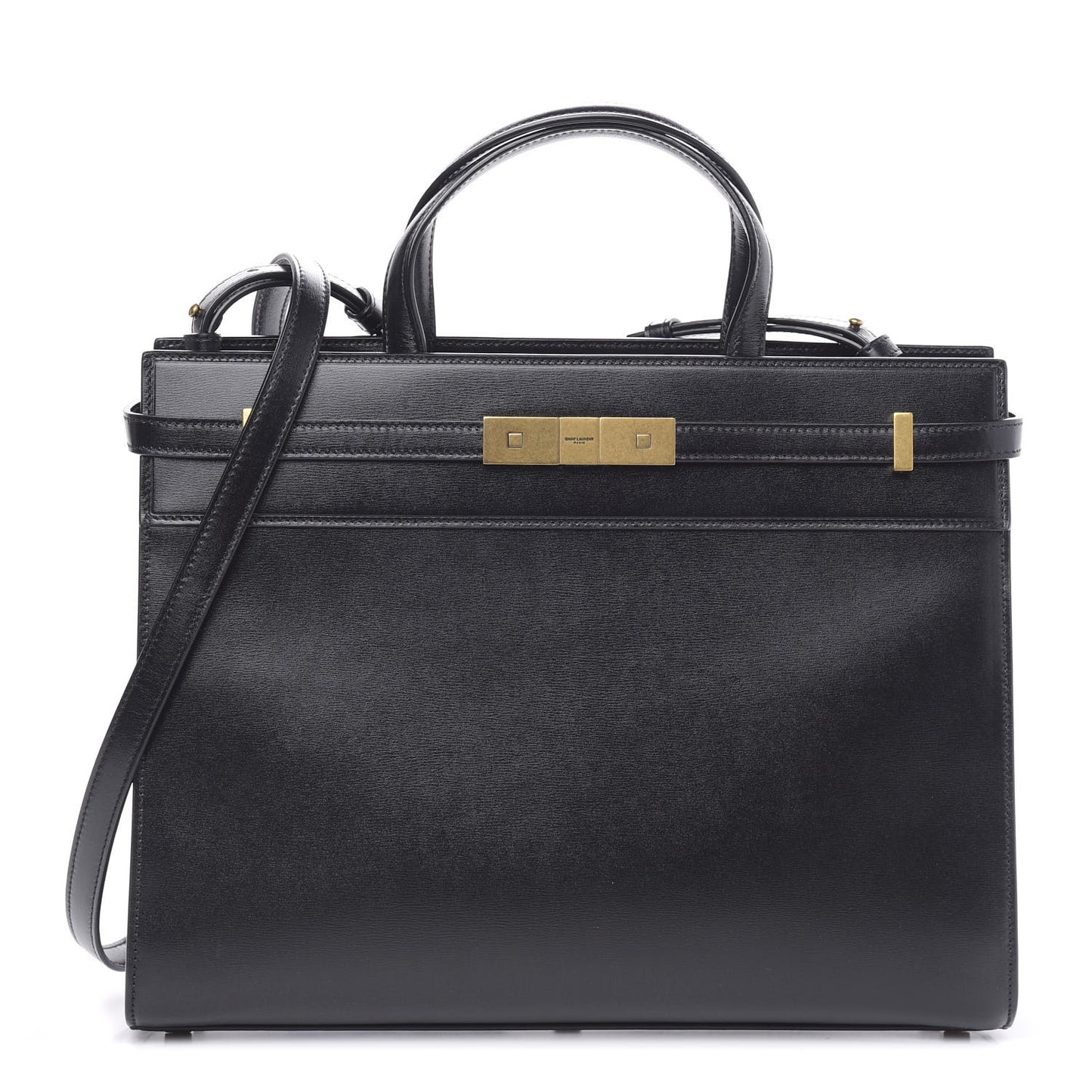Calfskin Small Manhattan Shopper Tote Black