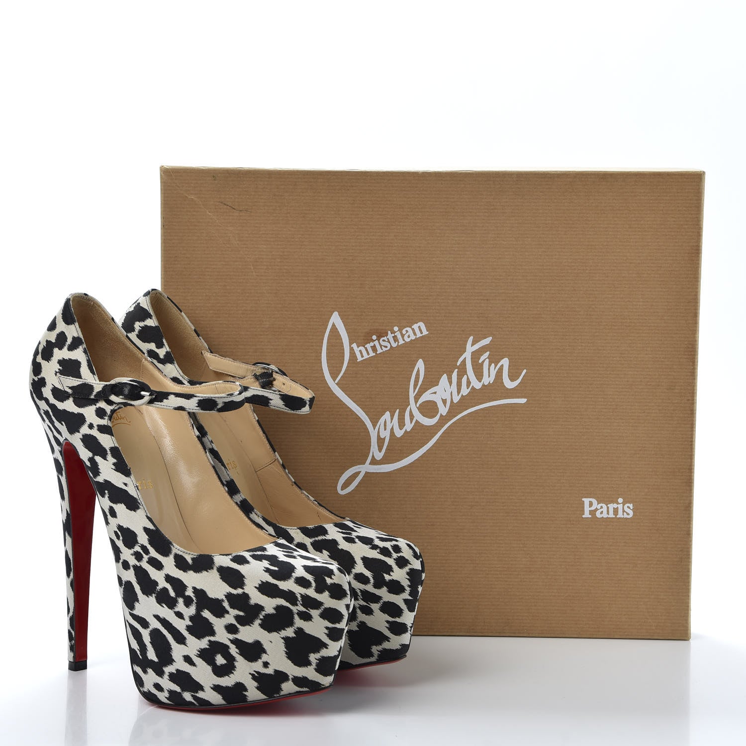 Christian Louboutin Tissu Leopardino Lady Daf 160 Pumps 39 Black White 10 of 10