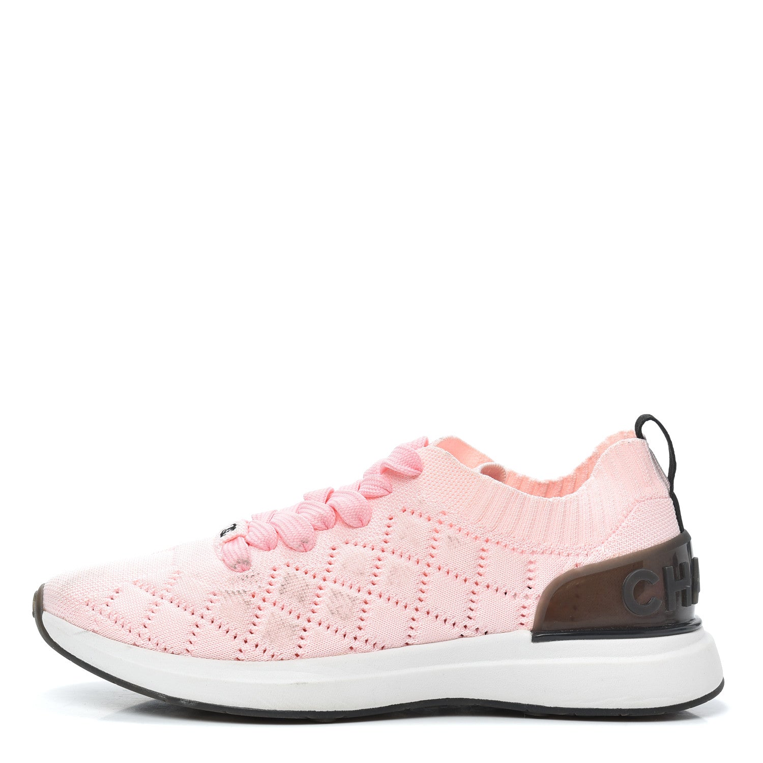Chanel Mixed Fibers Quilted Womens CC Sneakers 38 Pink 1 of 6