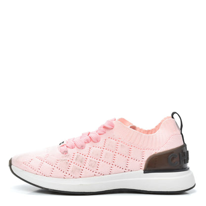 Chanel Mixed Fibers Quilted Womens CC Sneakers 38 Pink 1 of 6
