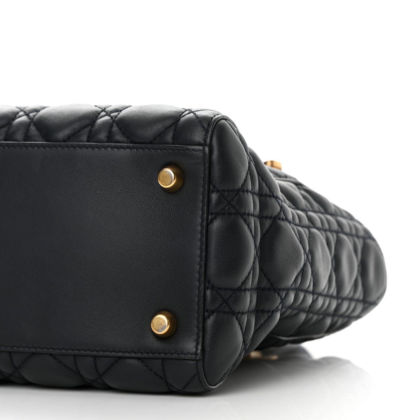 Lambskin Cannage Medium Lady Dior Navy Blue