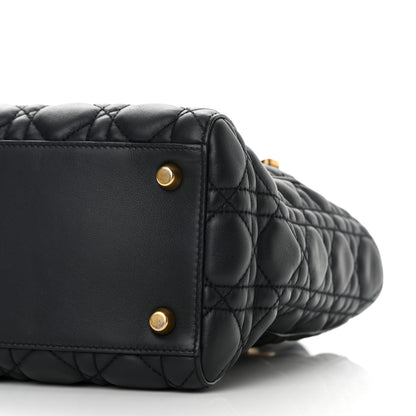 Christian Dior Lambskin Cannage Medium Lady Dior Navy Blue 10 of 12