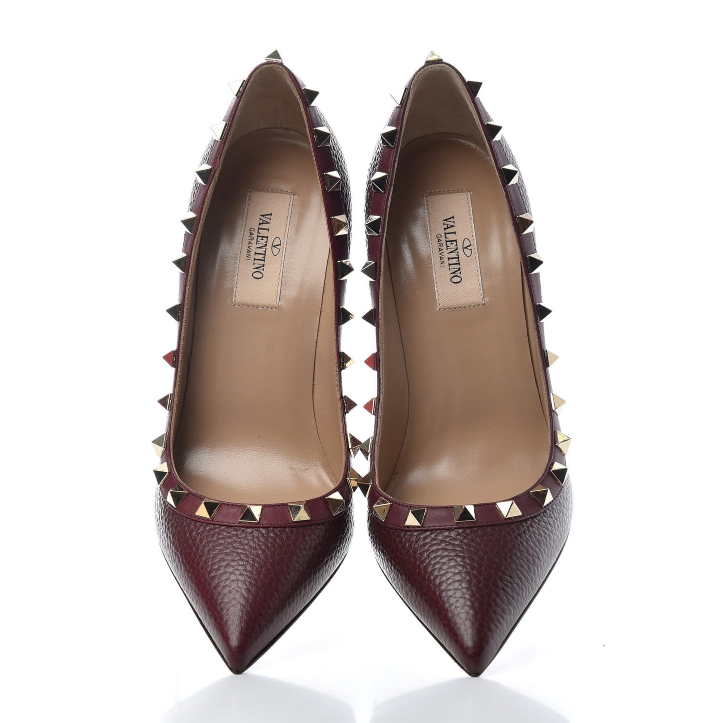 Pebbled Calfskin Rockstud 100mm Pumps 36.5 Rubin