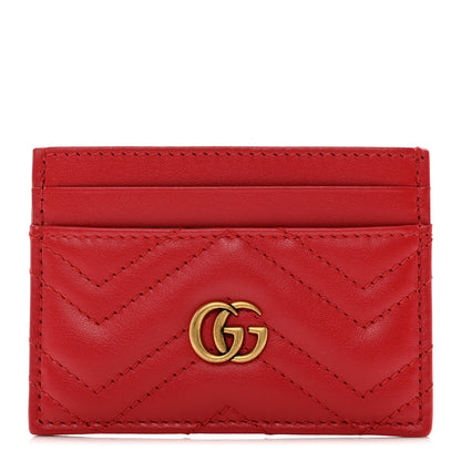 Gucci Calfskin Matelasse GG Marmont Card Holder Hibiscus Red 1 of 7