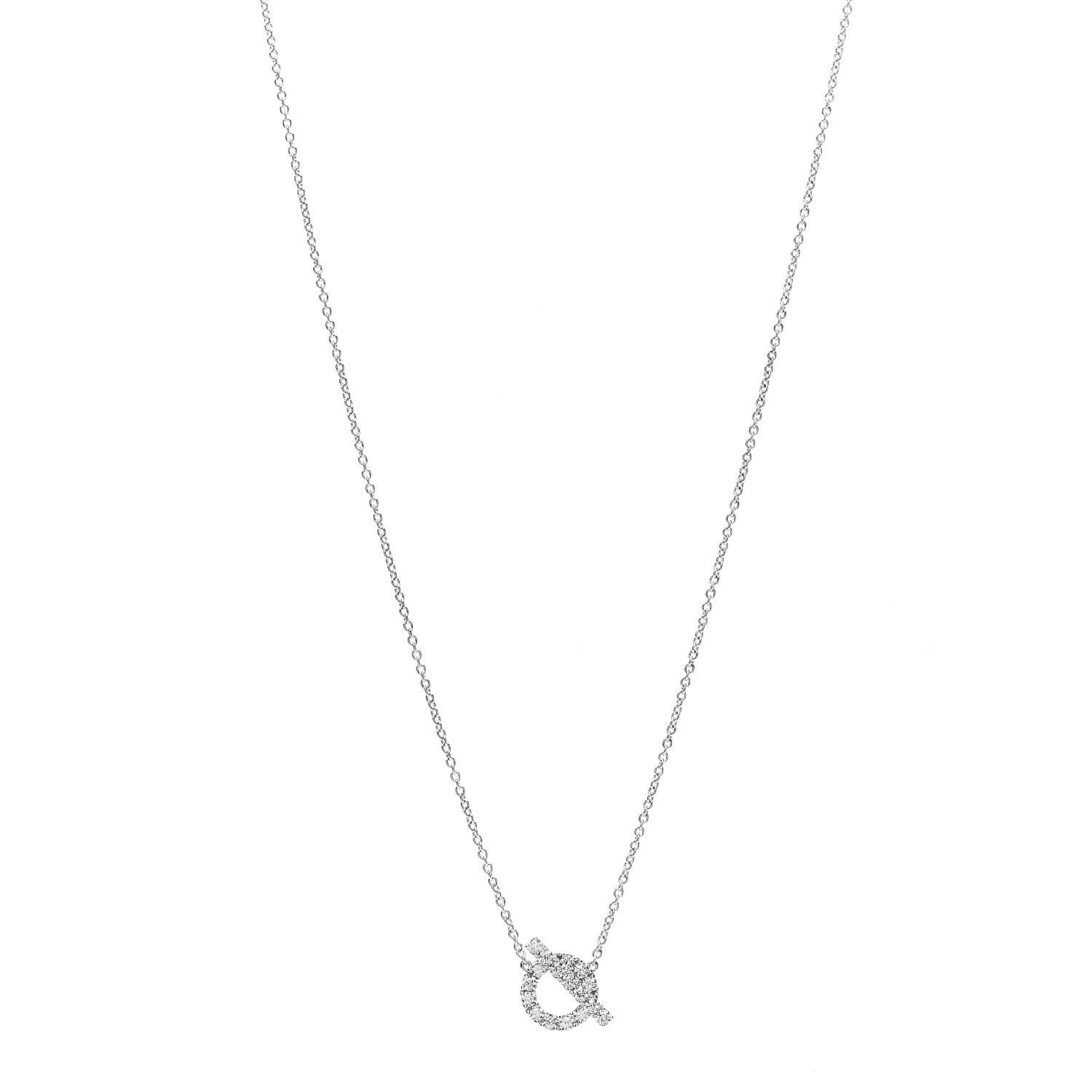 Hermes 18K White Gold Diamond Finesse Pendant Necklace 1 of 6
