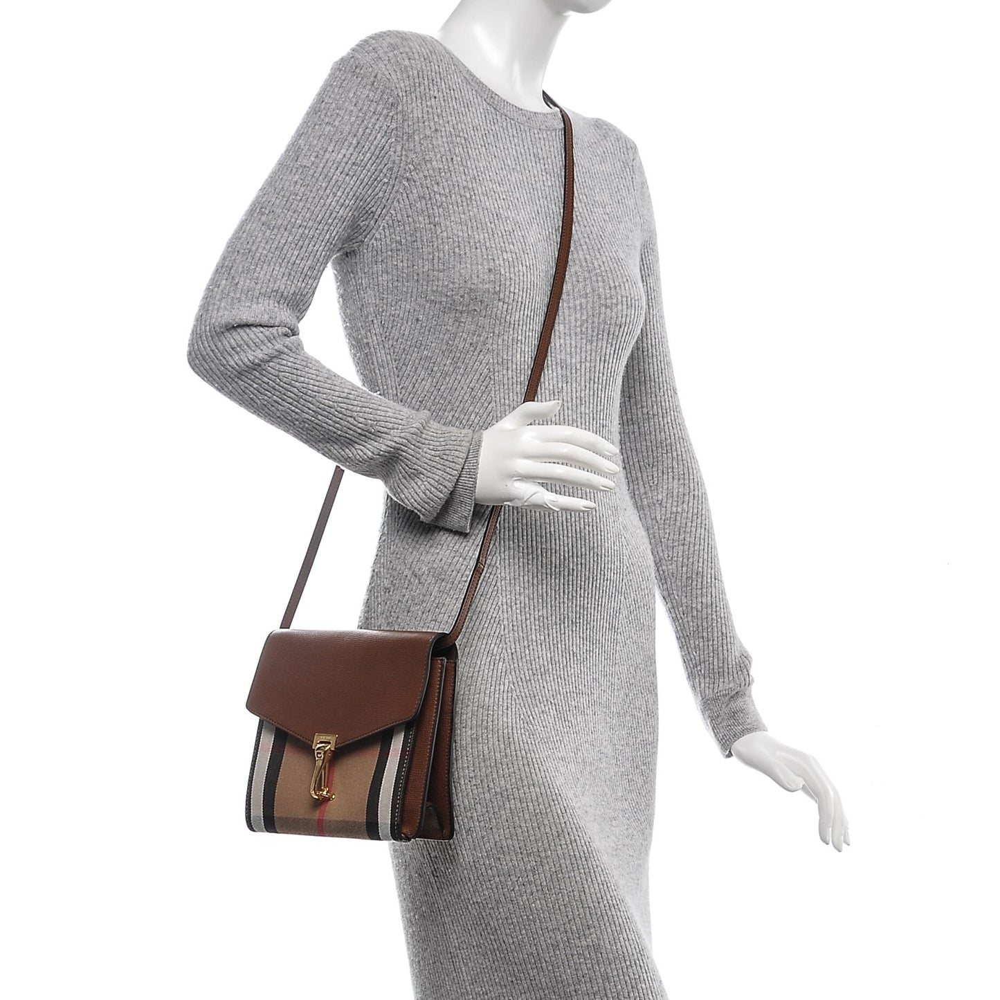 Derby Calfskin House Check Small Macken Crossbody Bag Tan