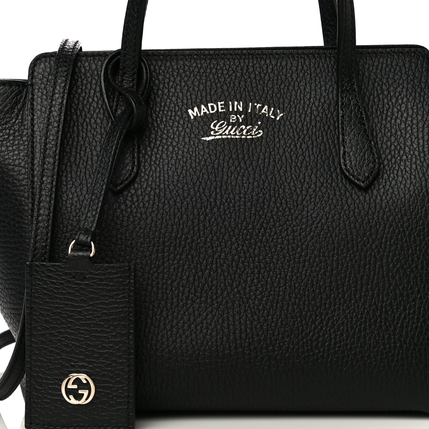 Dollar Calfskin Mini Swing Top Handle Bag Black