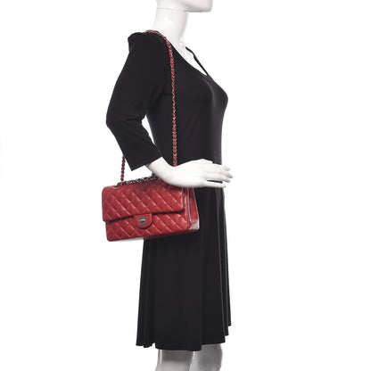 Chanel Metallic Caviar Quilted Medium Double Flap Dark Pink 2 of 10