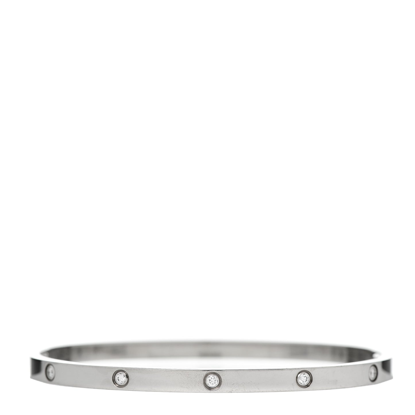 18K White Gold 10 Diamond Small LOVE Bracelet 17