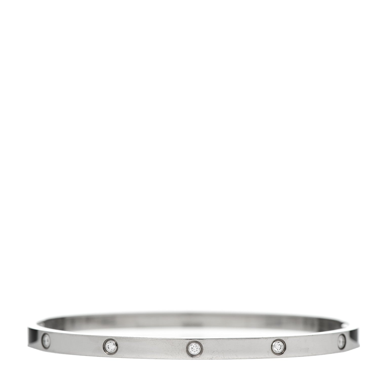 Cartier 18K White Gold 10 Diamond Small LOVE Bracelet 17 3 of 5