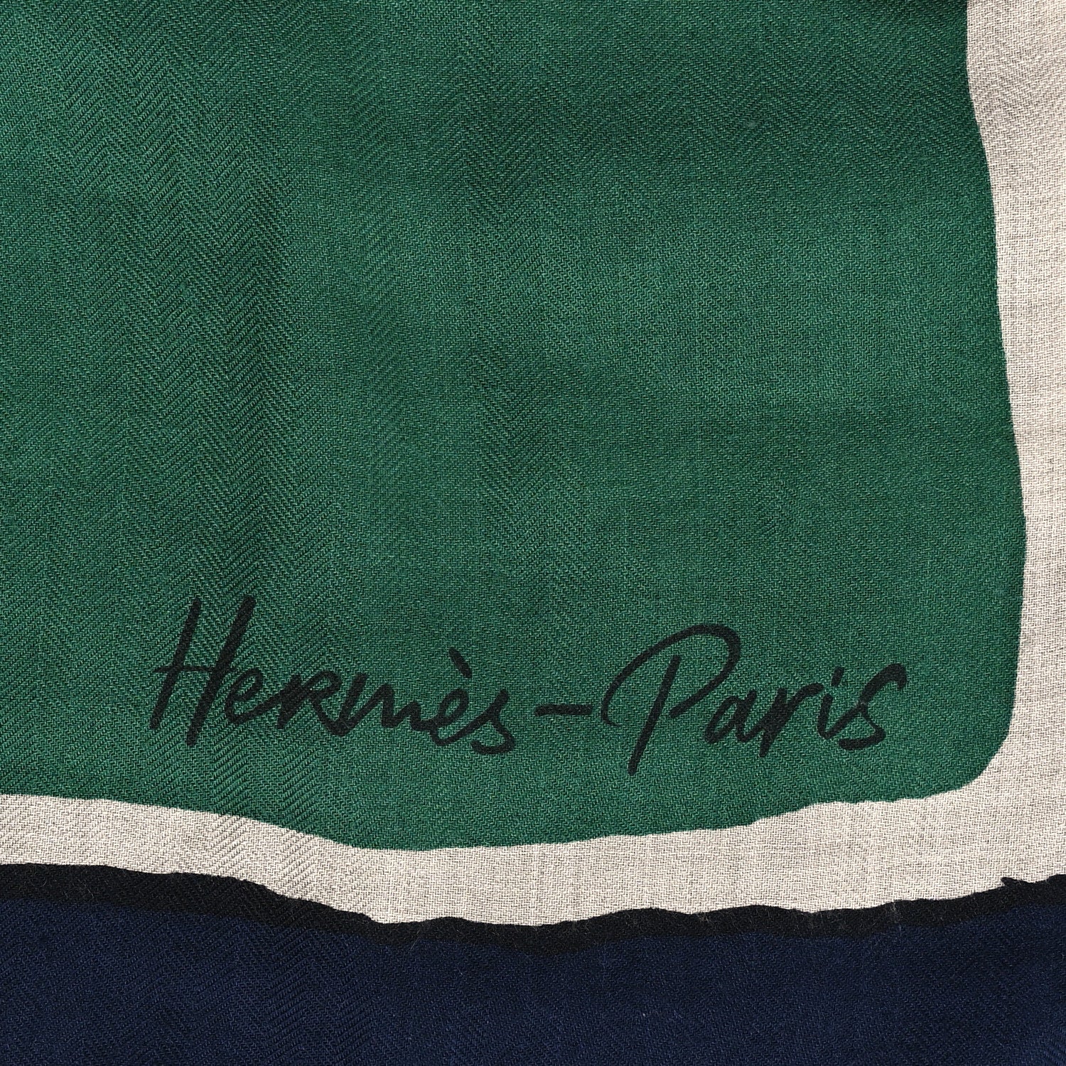 Hermes Cashmere Silk Libre Comme Pegase Shawl 140 Vert Naturel Bleu 2 of 4