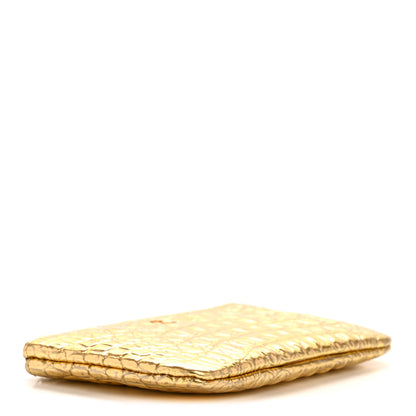 Chanel Metallic Calfskin Crocodile Embossed Cocodile Small Cosmetic Case Gold 3 of 9