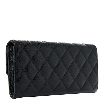 Chanel Caviar Quilted Large Gusset Flap Wallet Black 3 of 15