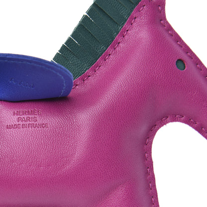 Hermes Milo Lambskin Grigri Rodeo Horse Bag Charm MM Rose Pourpre Malachite Bleu Electrique 3 of 4
