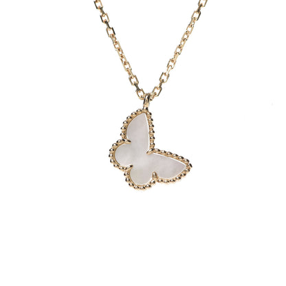 Van Cleef & Arpels 18K Yellow Gold Mother of Pearl Sweet Alhambra Butterfly Pendant Necklace 5 of 7