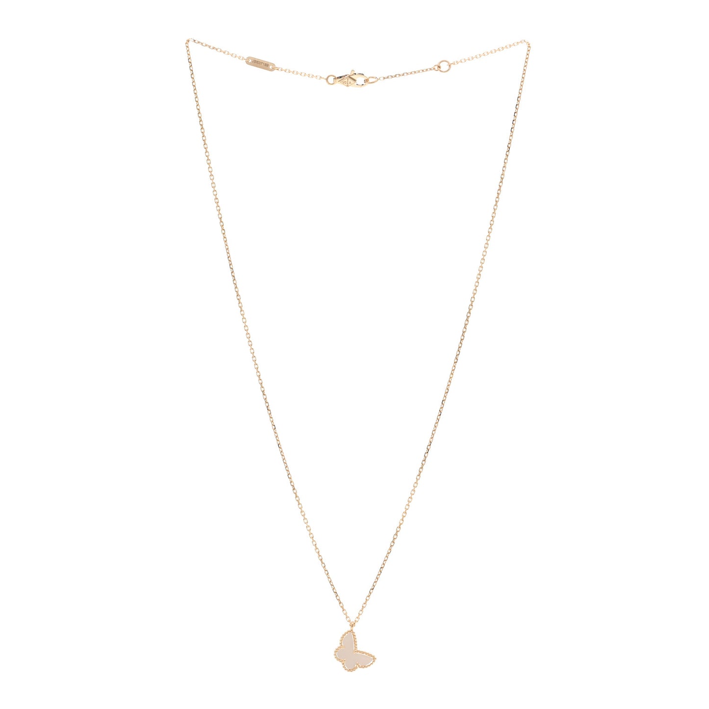 18K Yellow Gold Mother of Pearl Sweet Alhambra Butterfly Pendant Necklace