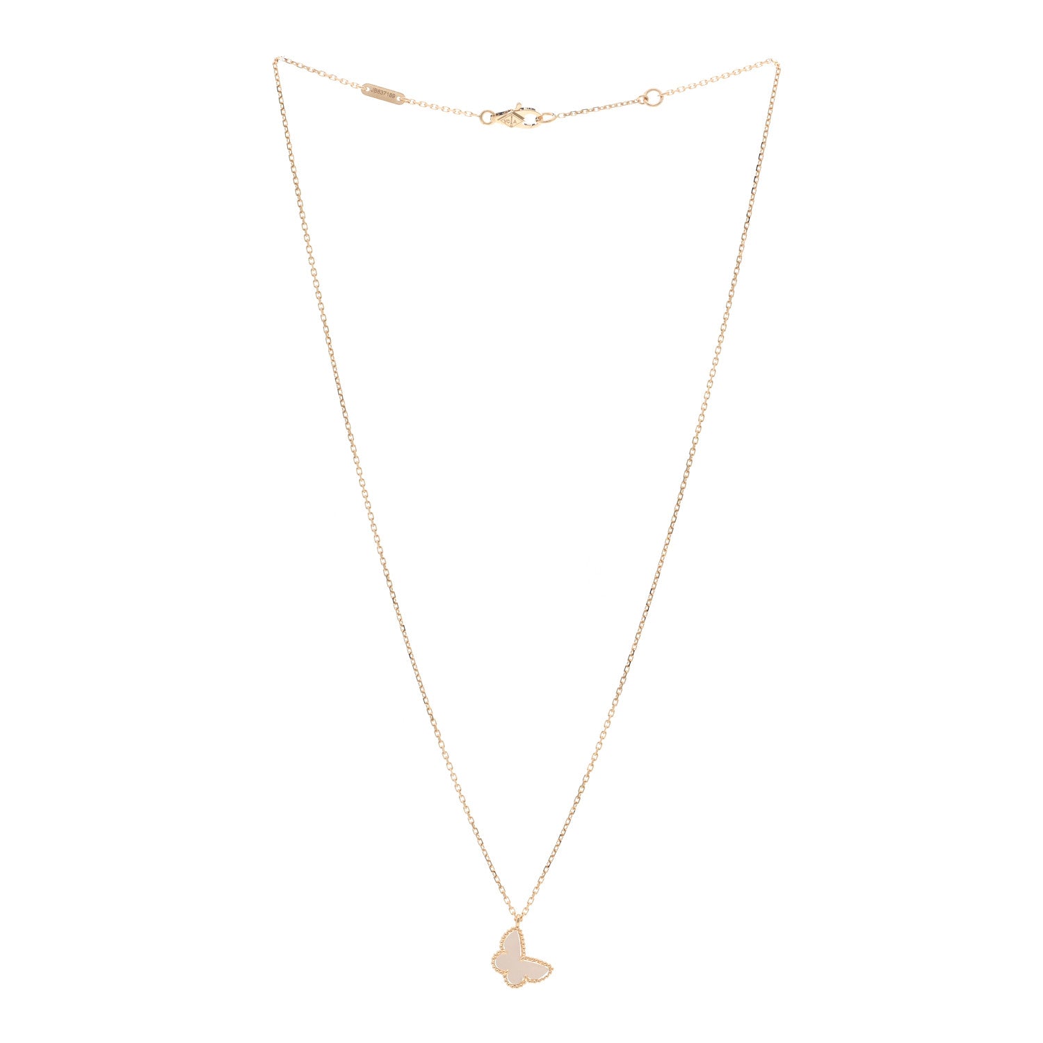 Van Cleef & Arpels 18K Yellow Gold Mother of Pearl Sweet Alhambra Butterfly Pendant Necklace 3 of 6
