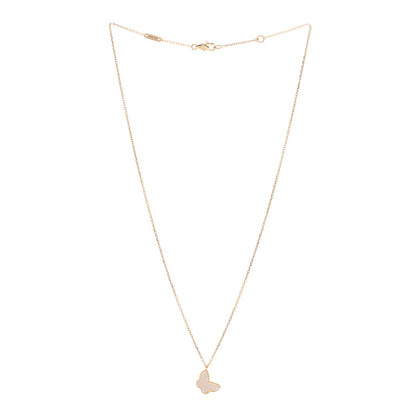 Van Cleef & Arpels 18K Yellow Gold Mother of Pearl Sweet Alhambra Butterfly Pendant Necklace 3 of 6