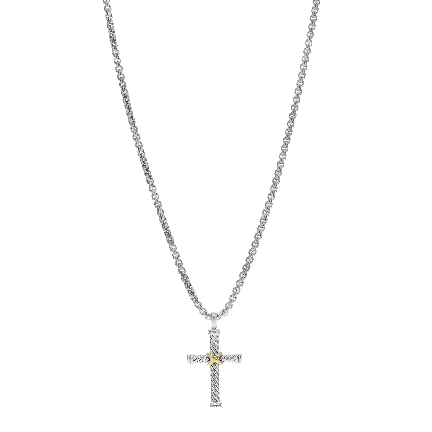 Sterling Silver 18K Yellow Gold X Cross Necklace