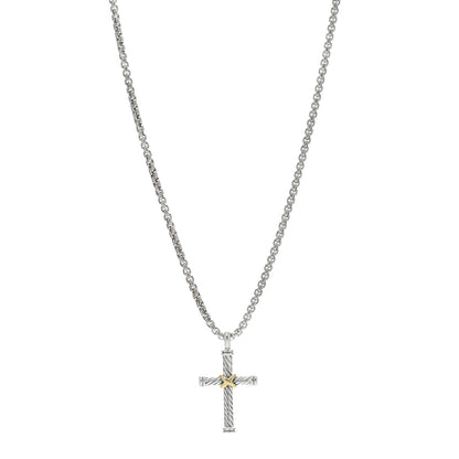 David Yurman Sterling Silver 18K Yellow Gold X Cross Necklace 1 of 5
