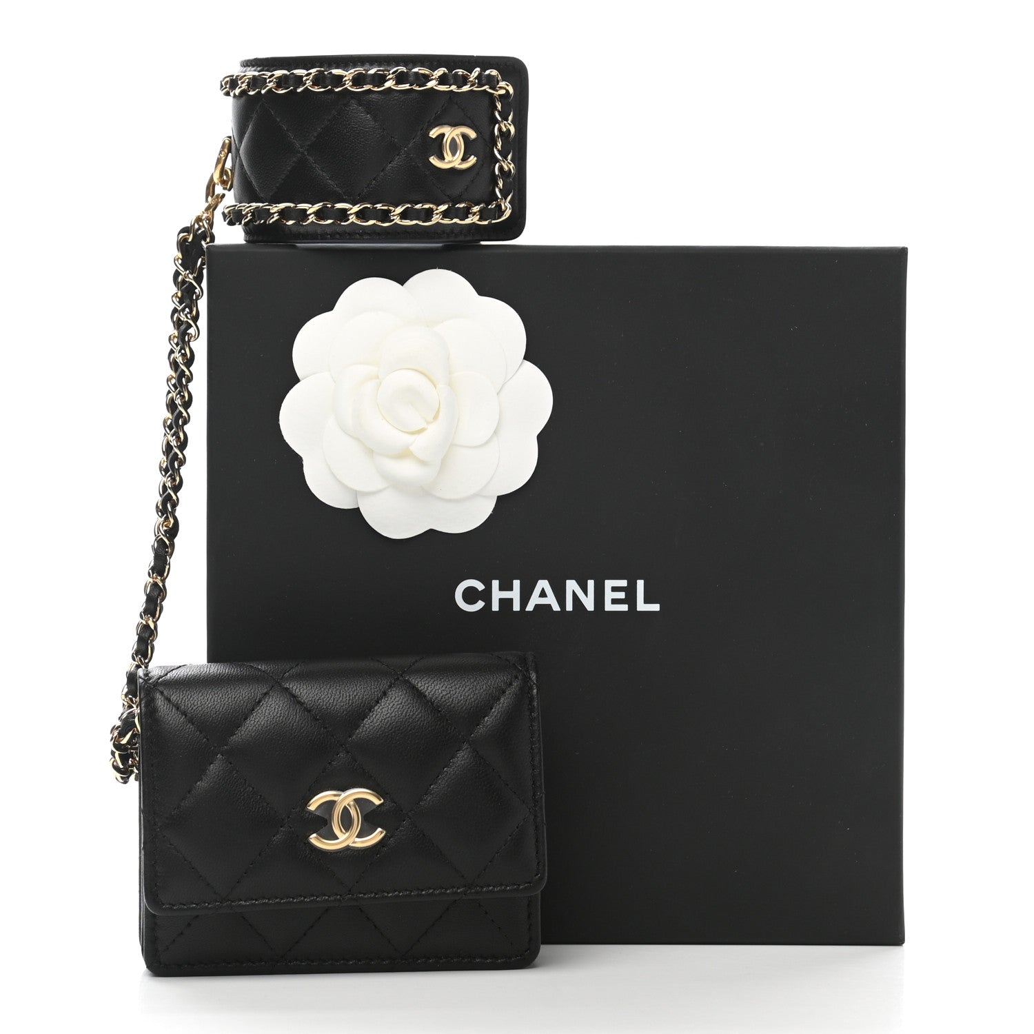 Chanel Lambskin Quilted Flap Card Holder With Cuff Black 12 of 12