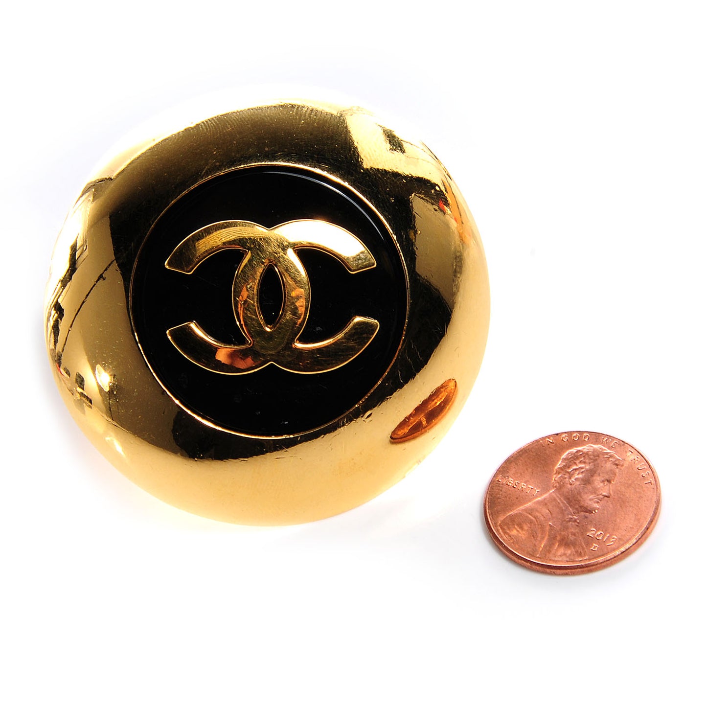 Metal CC Clip On Earrings Black and Gold