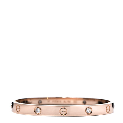 Cartier 18K Pink Gold 4 Diamond LOVE Bracelet 17 1 of 9