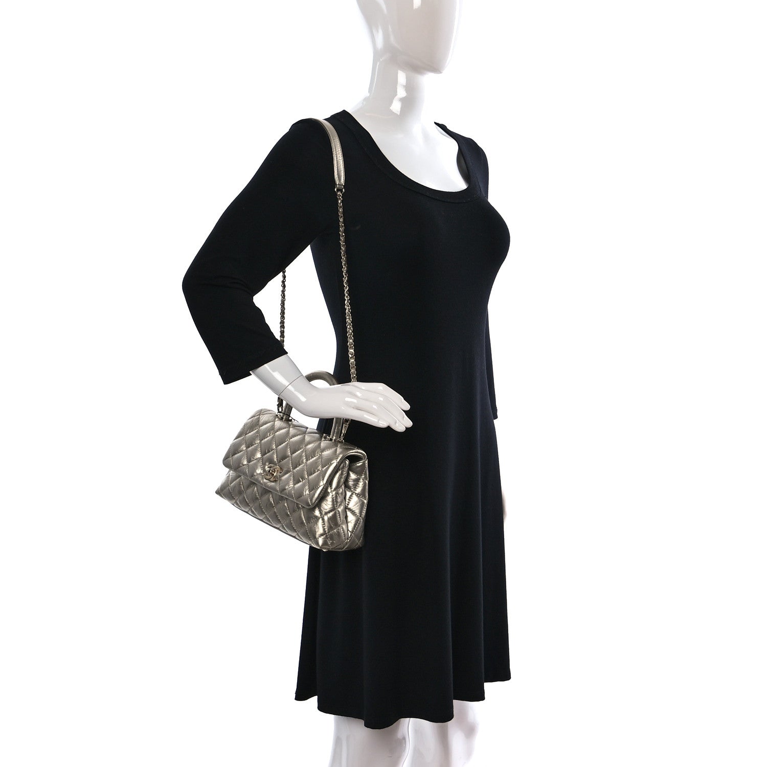 Chanel Metallic Aged Calfskin Quilted Mini Coco Handle Flap Gold 2 of 10