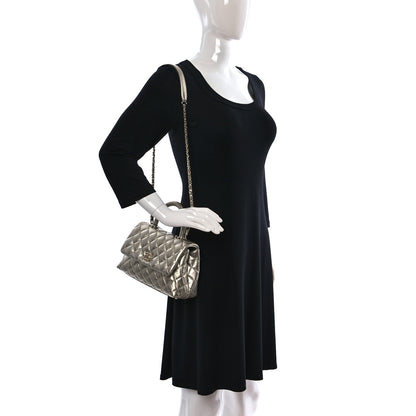 Chanel Metallic Aged Calfskin Quilted Mini Coco Handle Flap Gold 2 of 10