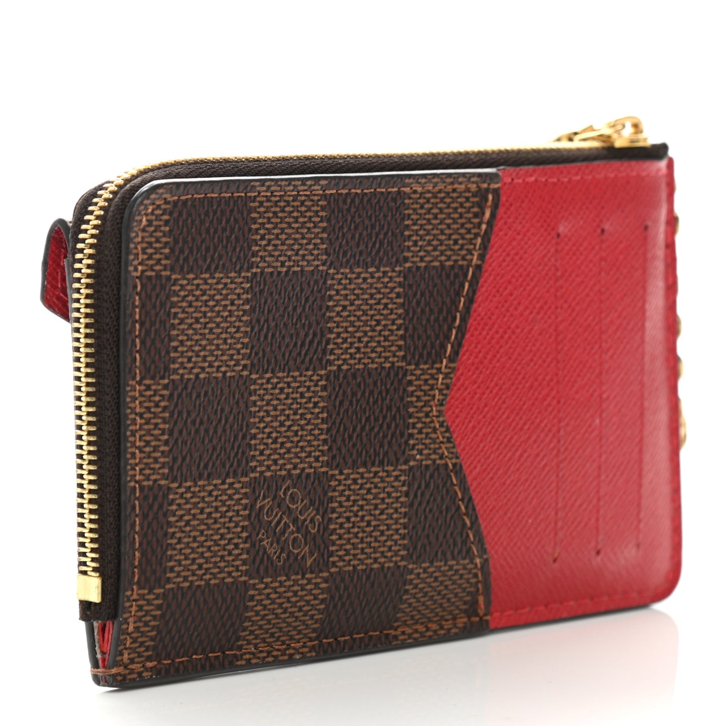 Damier Ebene Recto Verso Card Holder Red
