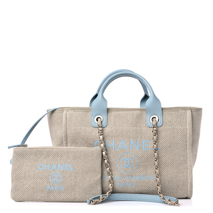 Chanel Mixed Fibers Calfskin Small Deauville Tote Grey Light Blue 1 of 13