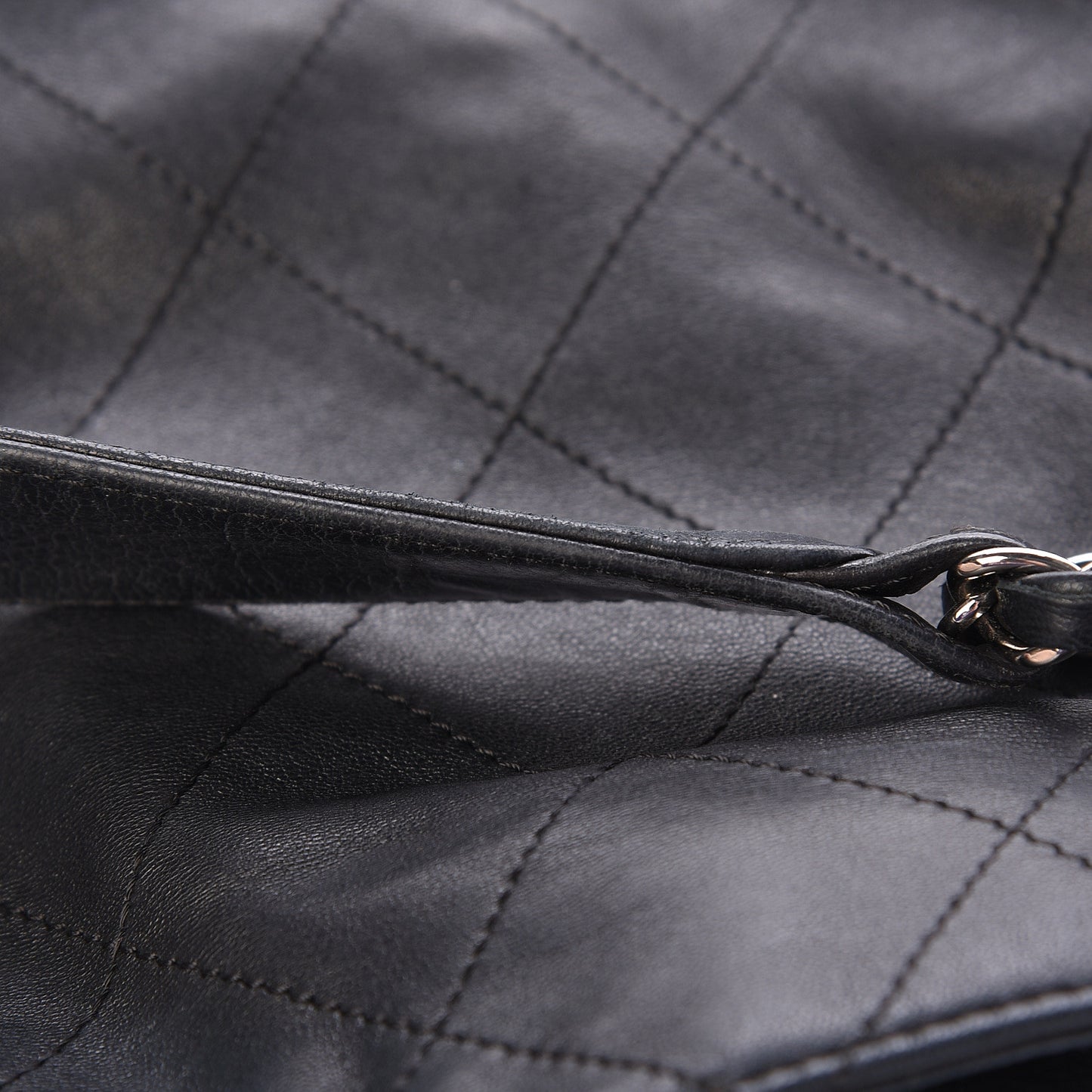 Lambskin Stitched Medium Ultimate Soft Tote Black