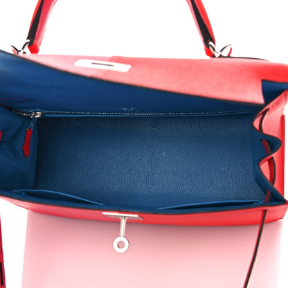 Hermes Epsom Casaque Kelly Sellier 28 Rouge Coeur Rose Extreme Bleu Zanzibar 5 of 16