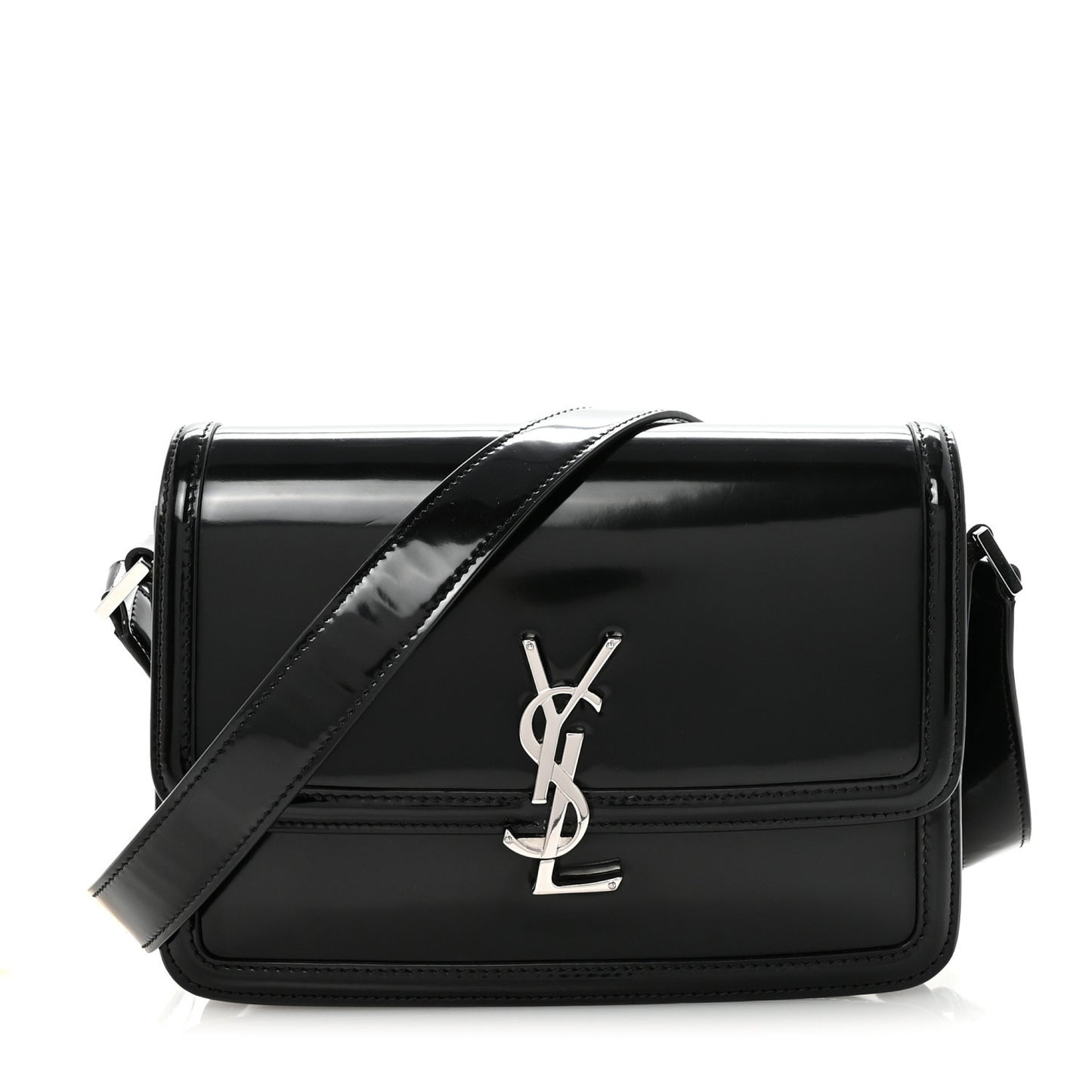 Glazed Calfskin Monogram Medium Solferino Satchel Black