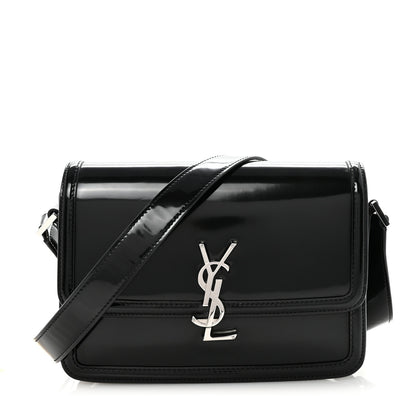 Saint Laurent Glazed Calfskin Monogram Medium Solferino Satchel Black 1 of 9