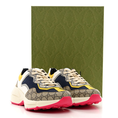 Gucci GG Supreme Monogram Mix Monogram Mens Rhyton Sneakers 9 London Blue Beige Sun Yellow 9 of 9