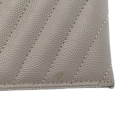 Saint Laurent Grain De Poudre Chevron Monogram Bill Pouch Granite 9 of 11