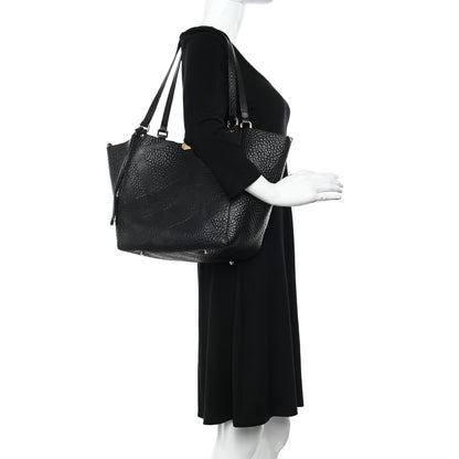 Burberry Signature Grain Calfskin Check Embossed Small Canterbury Tote Black 2 of 11