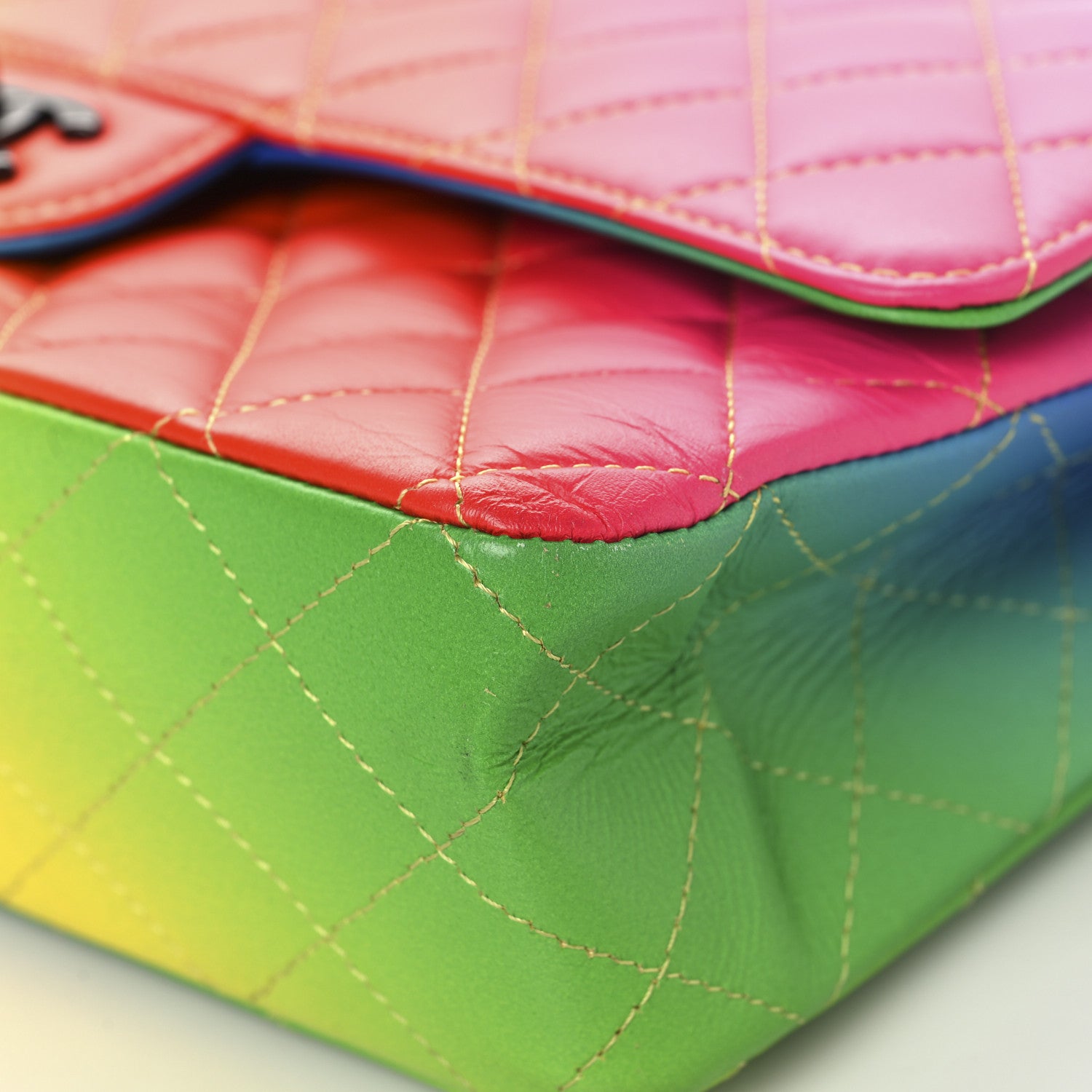 Chanel Calfskin Quilted Medium Rainbow Double Flap Multicolor 10 of 12