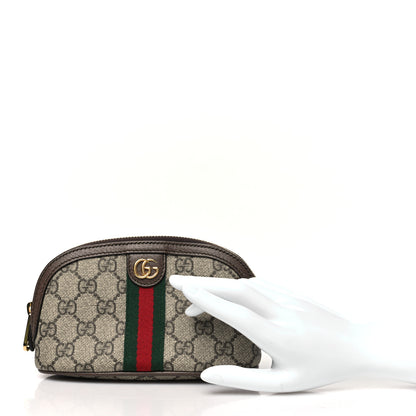 Gucci GG Supreme Monogram Textured Calfskin Web Medium Ophidia Cosmetic Case Beige Ebony New Acero 2 of 8