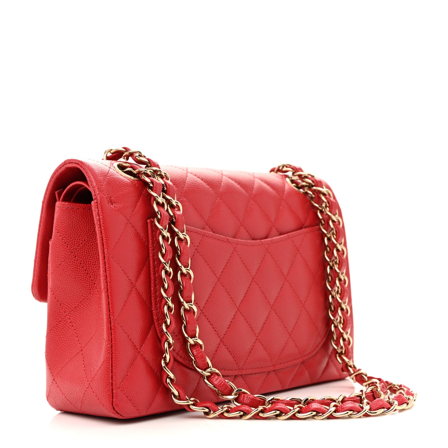 Caviar Quilted Small Double Flap Red