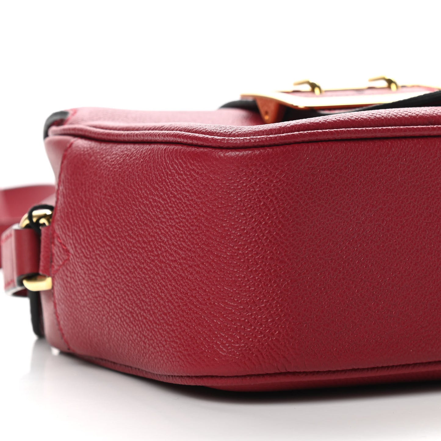 Soft Grain Calfskin Small Buckle Zip Bag Red