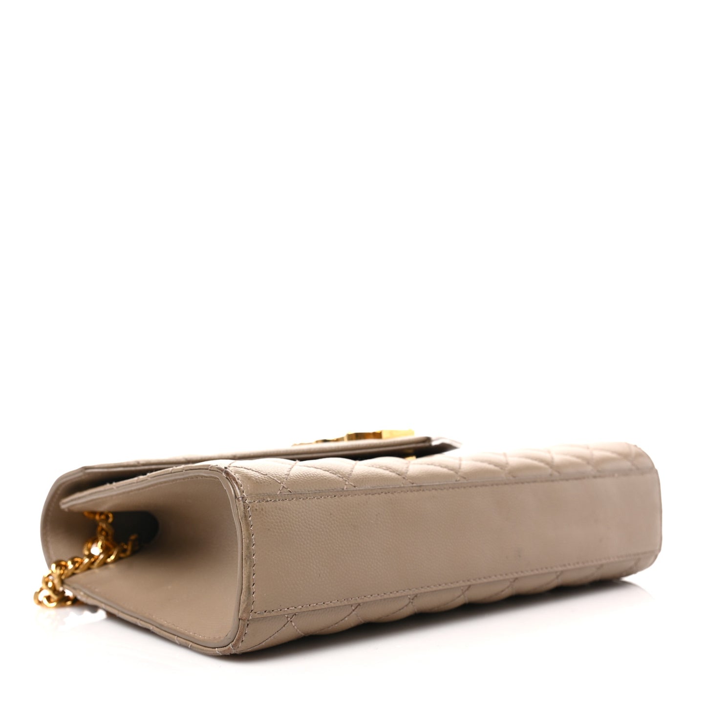 Grain De Poudre Textured Mixed Matelasse Medium Triquilt Monogram Satchel Dark Latte